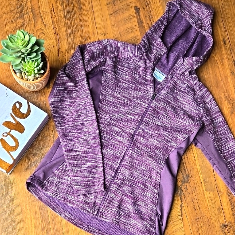 Women's Small Columbia Purple Hooded Sweater With Thumb Holes